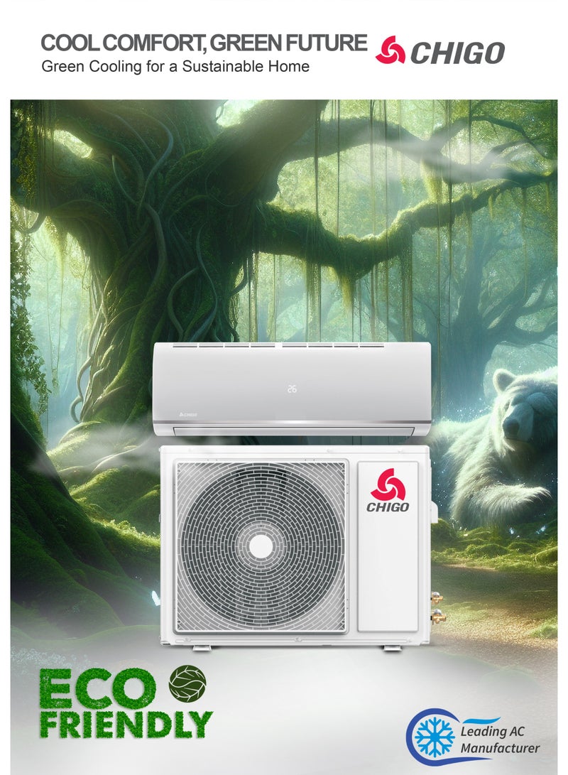 تشيجو مكيف هواء سبليت ٢ طن | ٢٤٠٠٠ وحدة حرارية بريطانية | تبريد فقط | مكيف استوائي T3 | ضاغط دوار | تدفق هواء رباعي الاتجاهات | إعادة تشغيل تلقائية | غاز R410a | زعانف ذهبية - CSA24CON - Image 5